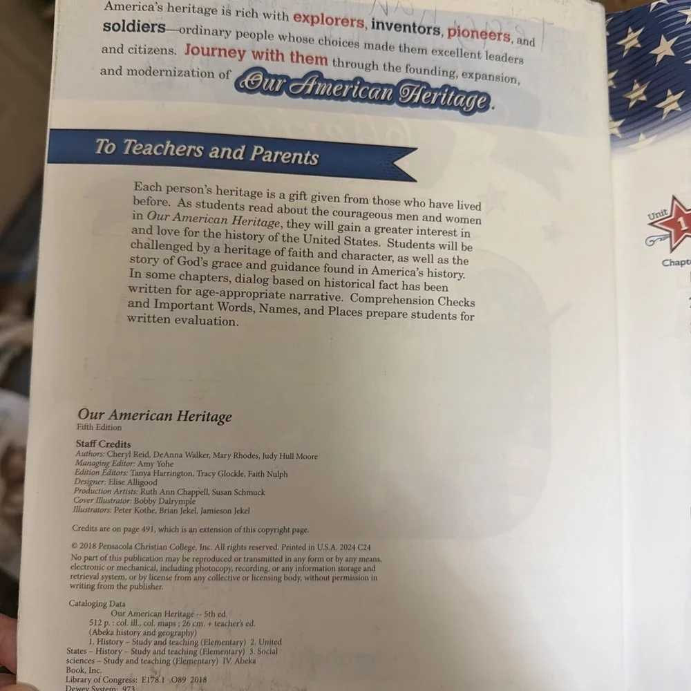 Abeka Our American Heritage Student Text  New! Blank 3rd Grade 5th Ed History